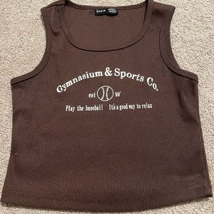 Shein brown baseball tank top